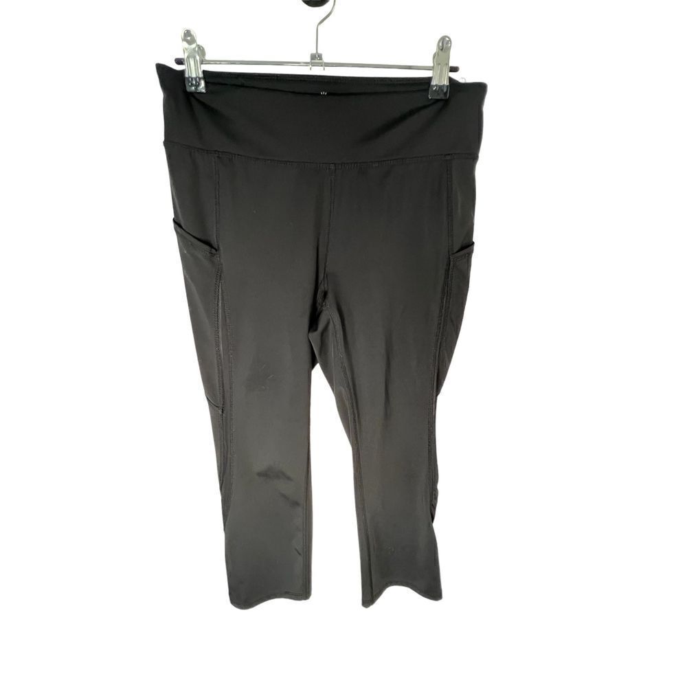 Tangerine  Cropped  Black Athletic Leggings With Pockets